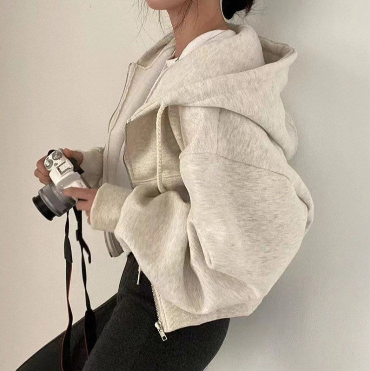 Autumn Retro Women's Zip Hoodie - Fashionable Warmth