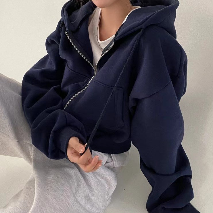 Autumn Retro Women's Zip Hoodie - Fashionable Warmth