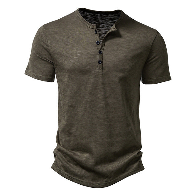 Cotton Henley Neck Summer Men's Casual Polo Shirt