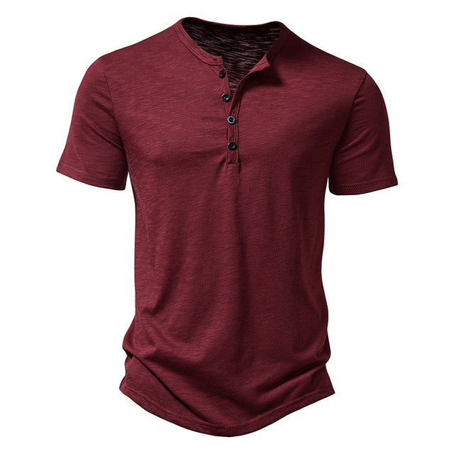 Cotton Henley Neck Summer Men's Casual Polo Shirt