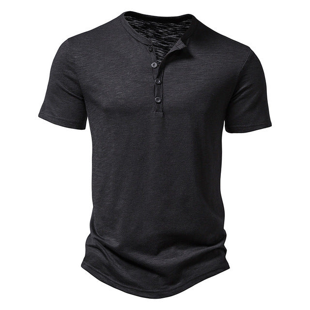 Cotton Henley Neck Summer Men's Casual Polo Shirt