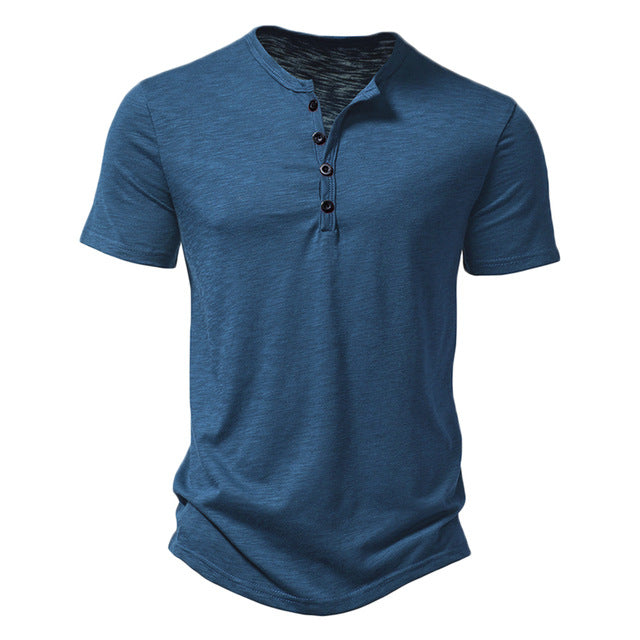 Cotton Henley Neck Summer Men's Casual Polo Shirt