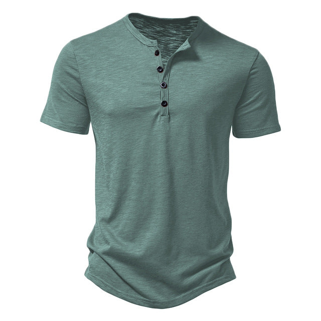 Cotton Henley Neck Summer Men's Casual Polo Shirt