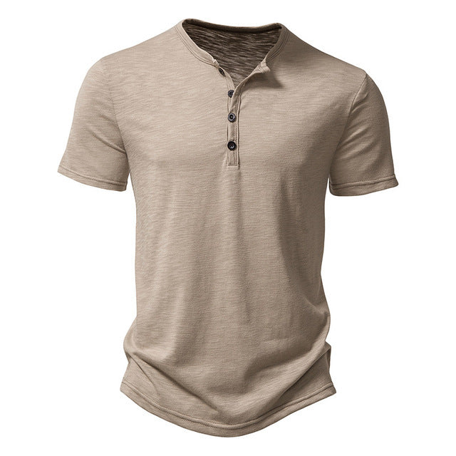 Cotton Henley Neck Summer Men's Casual Polo Shirt
