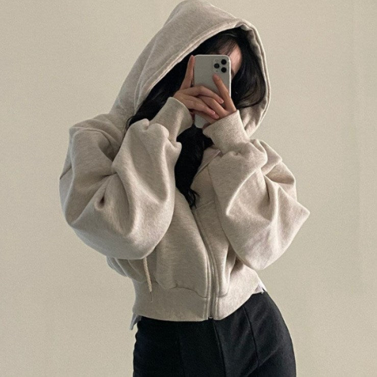 Autumn Retro Women's Zip Hoodie - Fashionable Warmth