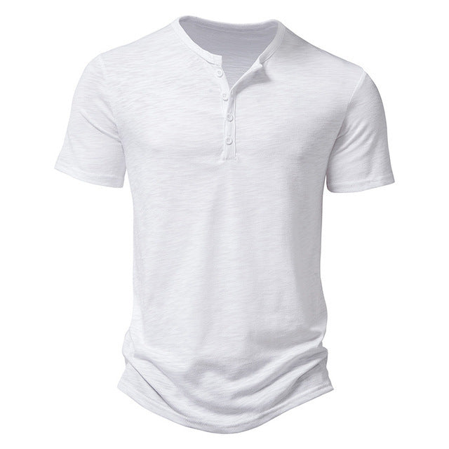 Cotton Henley Neck Summer Men's Casual Polo Shirt
