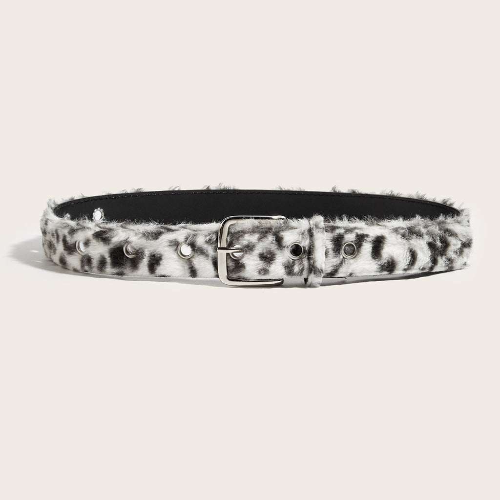 Leopard-print plush belt is a versatile, wide and comfortable furry belt
